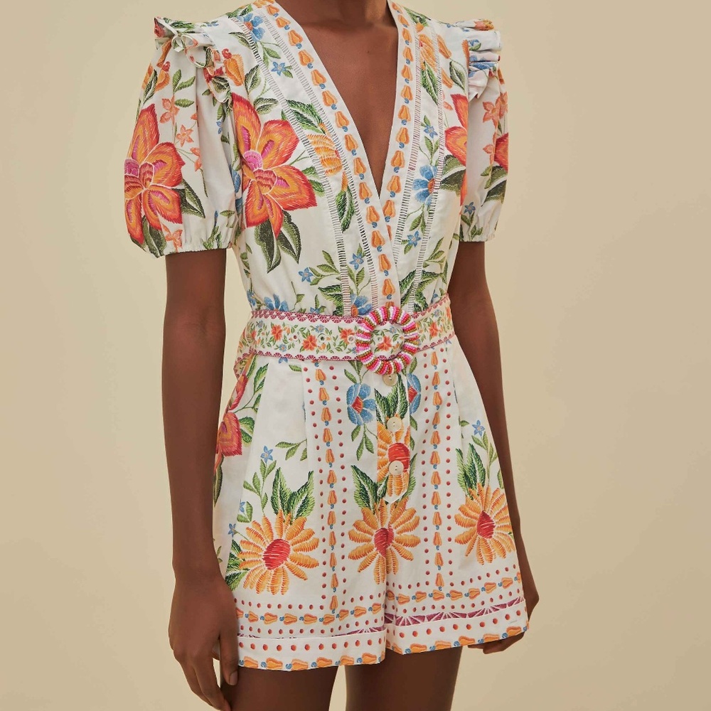 BNWT Off-White Bloom Garden LENZING™ ECOVERO™ Euroflax™ Romper